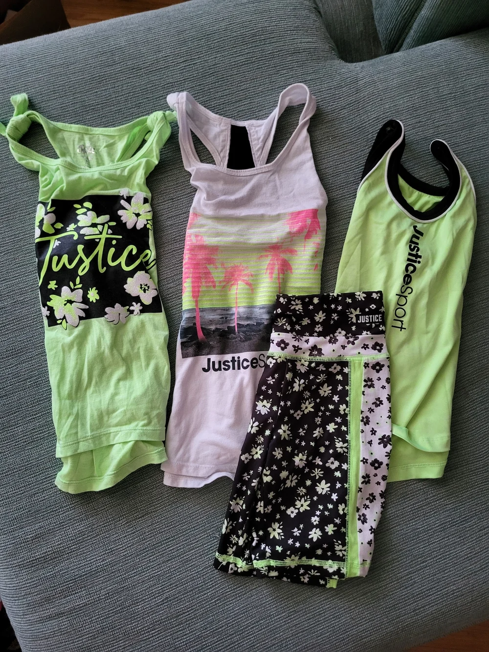 Justice Girls Lime Green Tank with Bike Shorts